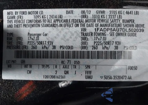 2013 Ford C-Max Hybrid Se z USA, uszkodzony, nr VIN 1FADP5AU7DL502039